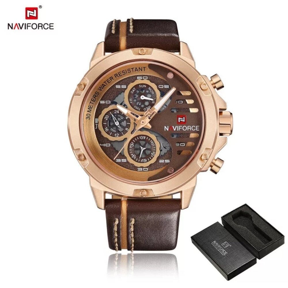 Naviforce Stylish Chronograph Watch in Leather‎ for Men